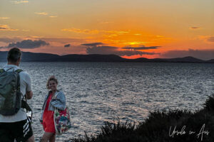 Woman posing in an Aegean sunset, Naxos Greece
