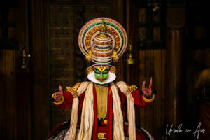 Arjunan on stage, Great K V Kathakali Center in Fort Kochi, Kerala India