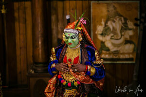 Parvathi on stage, Great K V Kathakali Center in Fort Kochi, Kerala India