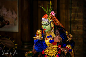 Parvathi on stage, Great K V Kathakali Center in Fort Kochi, Kerala India