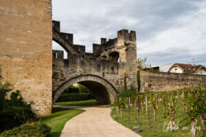 Pathway at the foot of the the Pont Valentré, Cahors France