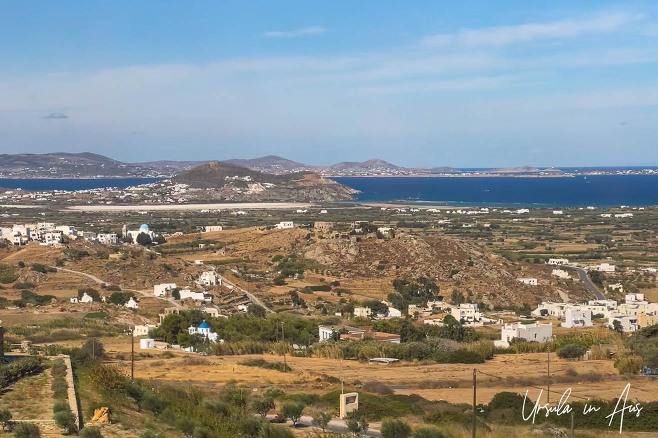 View over the west coast of Naxos from a mountain bus, Greece