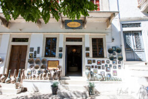 Front of a marble and ceramics boutique, Apeiranthos, Naxos, Greece