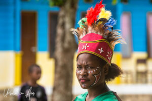 Portrait of a Papuan girl in traditional costume, Kwatisore, Indonesia