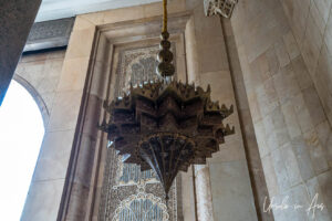 Ornate spiky metal candelabra, Mosque of Hassan II, Casablanca Morocco