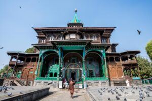 In the courtyard of the Khanqah-e-Moula, Srinagar in Jammu and Kashmir, India