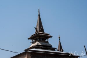 Speakers on the roof of Jamia Masjid, Srinagar Nowhatta, Jammu and Kashmir, India.