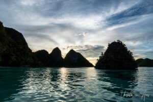 Dark islands in a fading sky, Pulau Wayag, Southwest Papua Indonesia