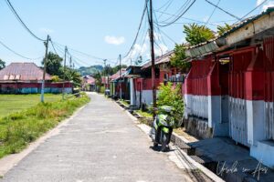 Motorcycle parked on a empty concrete street, Doom, Southwest Papua, Indonesia.