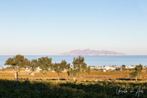 Afternoon view of Anafi from Estate Argyros, Episkopi Gonia, Santorini Greece