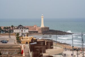 View of the lighthouse of Rabat from the kasbah, Morocco.