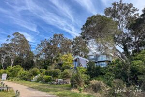 House overlooking the Merimbula Boardwalk, NSW Australia in the Merimbula Boardwalk, NSW Australia.