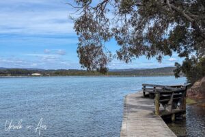 A bench on a curve in the Merimbula Boardwalk, NSW Australia