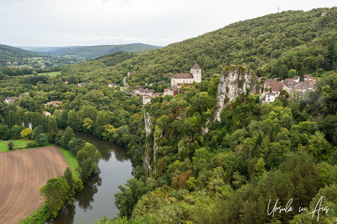 View over Saint-Cirq Lapopie and the Lot River, France