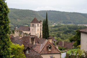 Rooftops and the Church of Saint-Cirq Lapopie, France