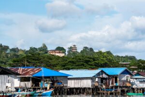 View over Sorong from the harbour, Indonesia
