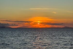 Sunset over the waters of the Coral Triangle, Sorong Harbour, Indonesia.