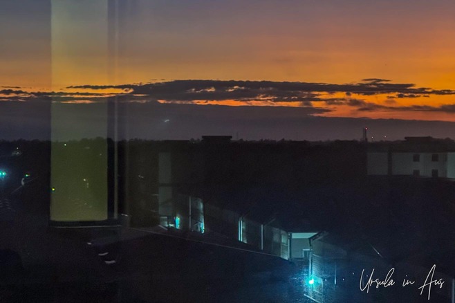 Sunrise through glass, Kozi Suites, Nairobi