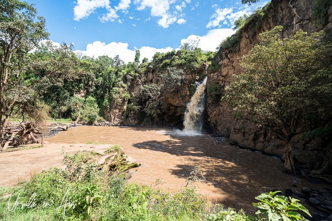 A full and brown Makalia Falls, Lake Nakuru National Park, Kenya