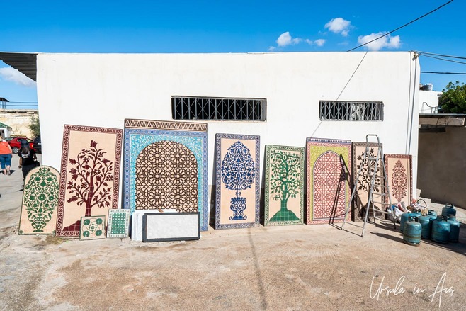 Large, colourful, tessellated ceramic art pieces, Art Naji, Fes Morocco
