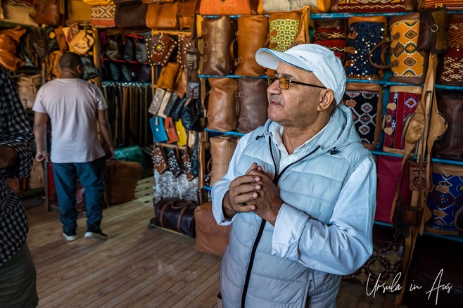 Environmental portrait: Man inside the Chouara Tannery, Fes Morocco.